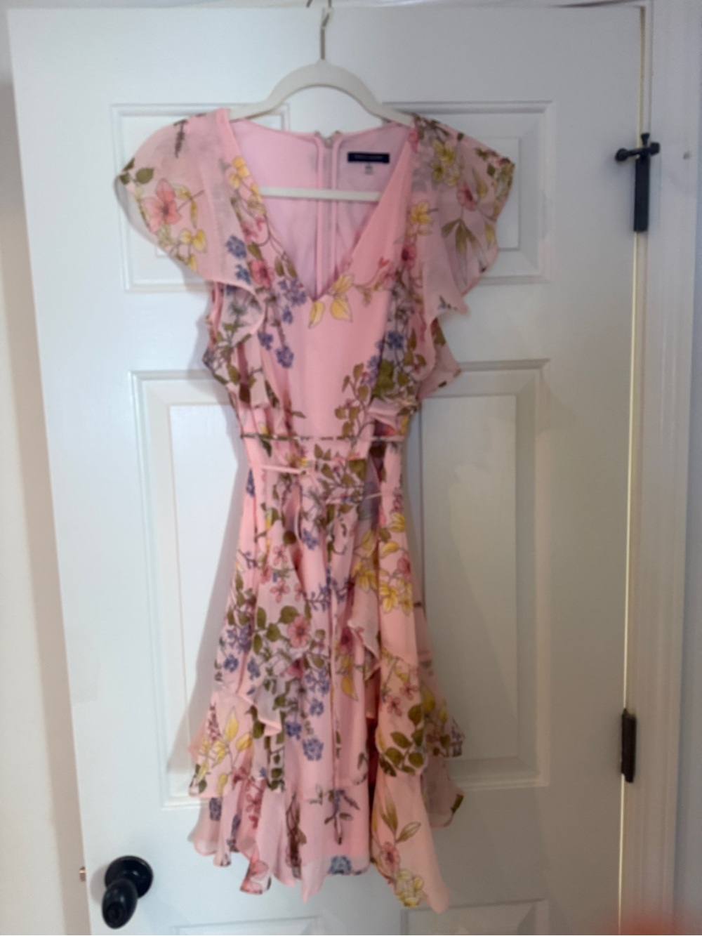Tommy Hilfiger Pink Floral Ruffle Tiered Mini Dress